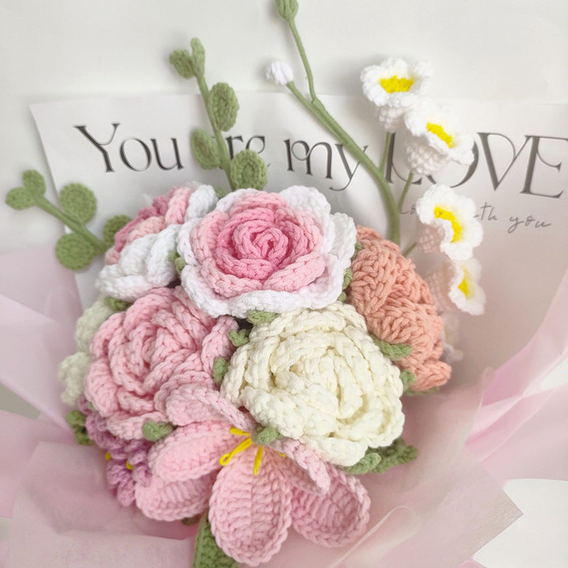 Spring Story-Crochet Bouquet Knitted Wool Flowers