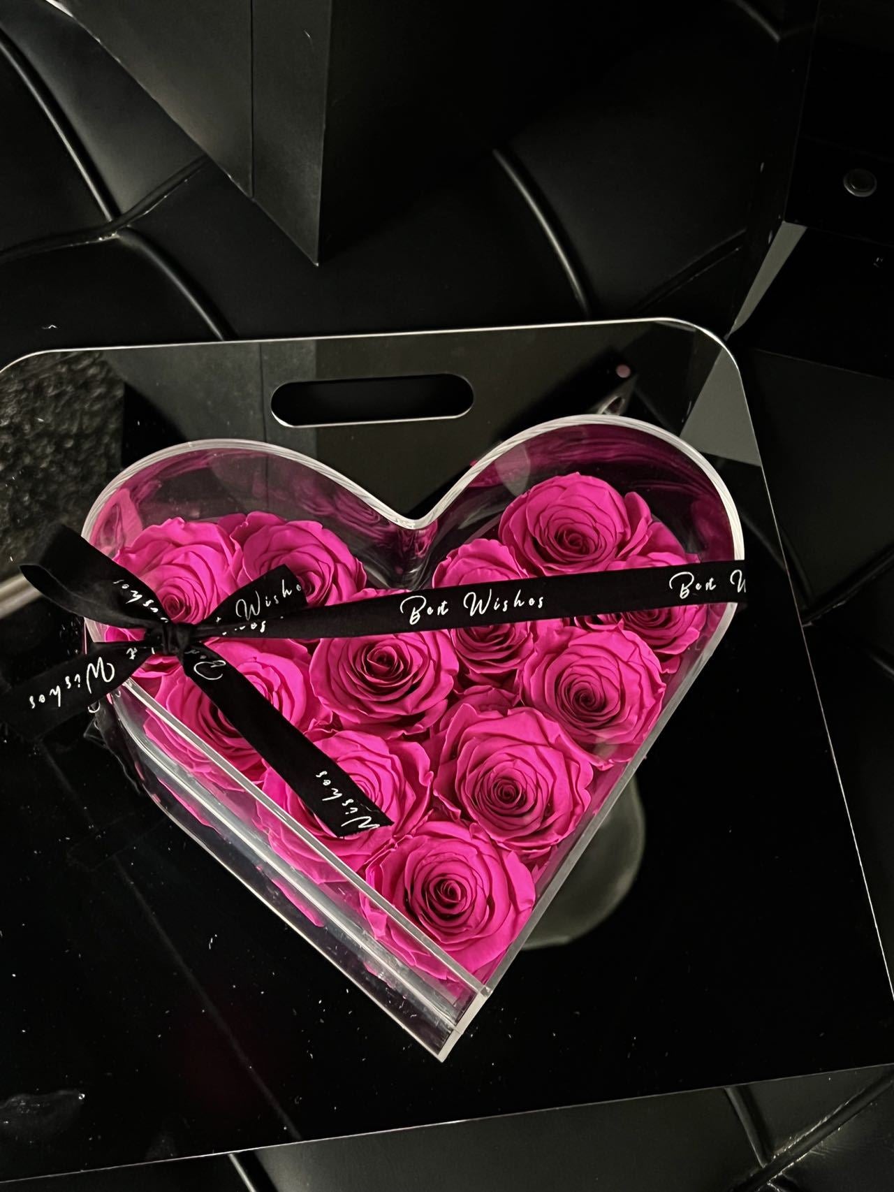 Eternal Flower Barbie Pink Series-Carrying Heart Shaped Clear Box