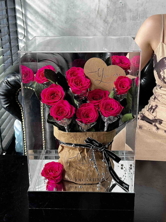 Hot Kiss - Eternal Rose Bouquet Acrylic Arrangement